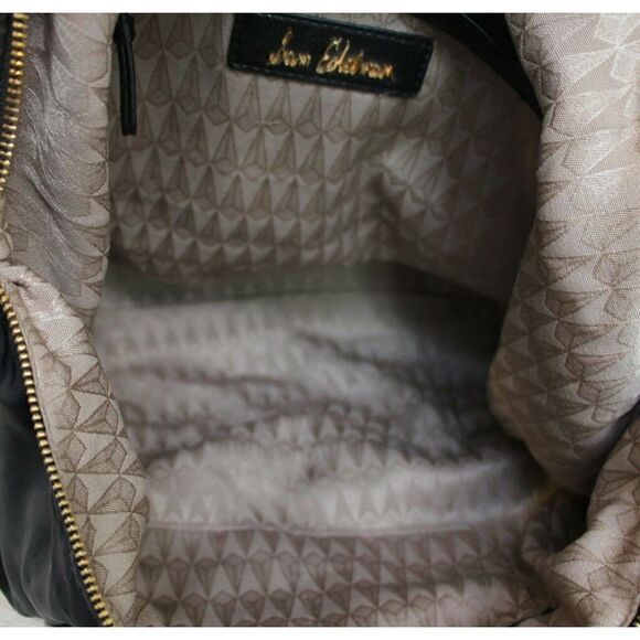 LARGE SAM EDELMAN BLACK NYLON VEGAN LEATHER HOBO TOTE SHOULDER BAG BOHO HANDBAG - Picture 9 of 10